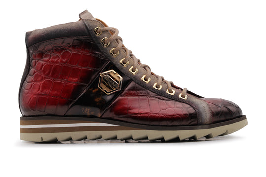 Botín de piel efecto cocodrilo