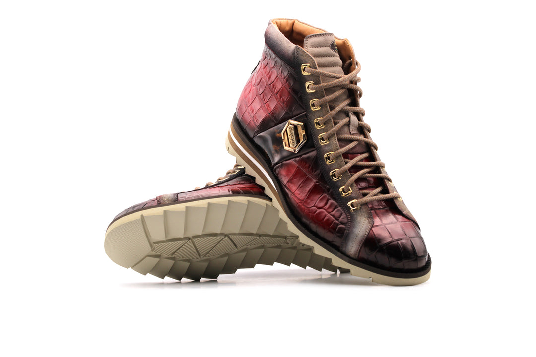 Botín de piel efecto cocodrilo