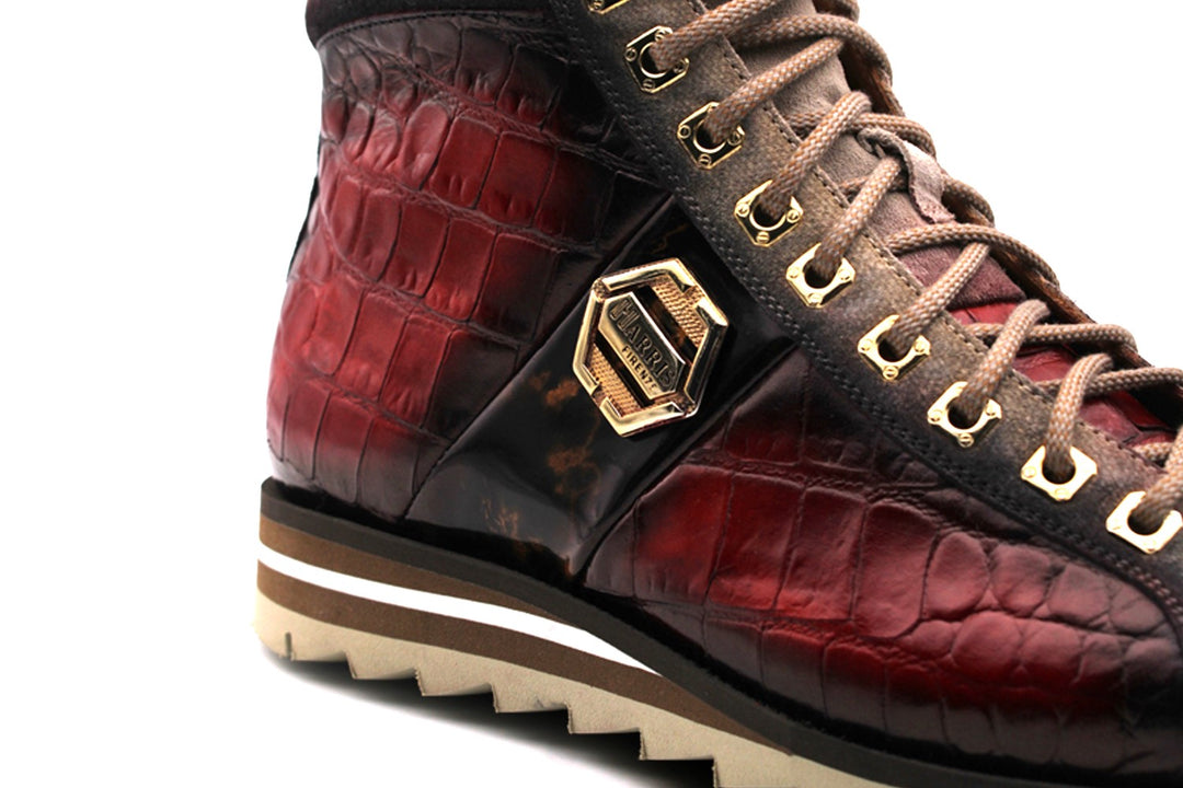 Botín de piel efecto cocodrilo