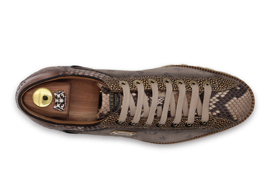 Sneakers in suede e pitone