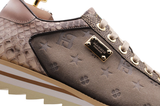 Sneakers in suede e pitone