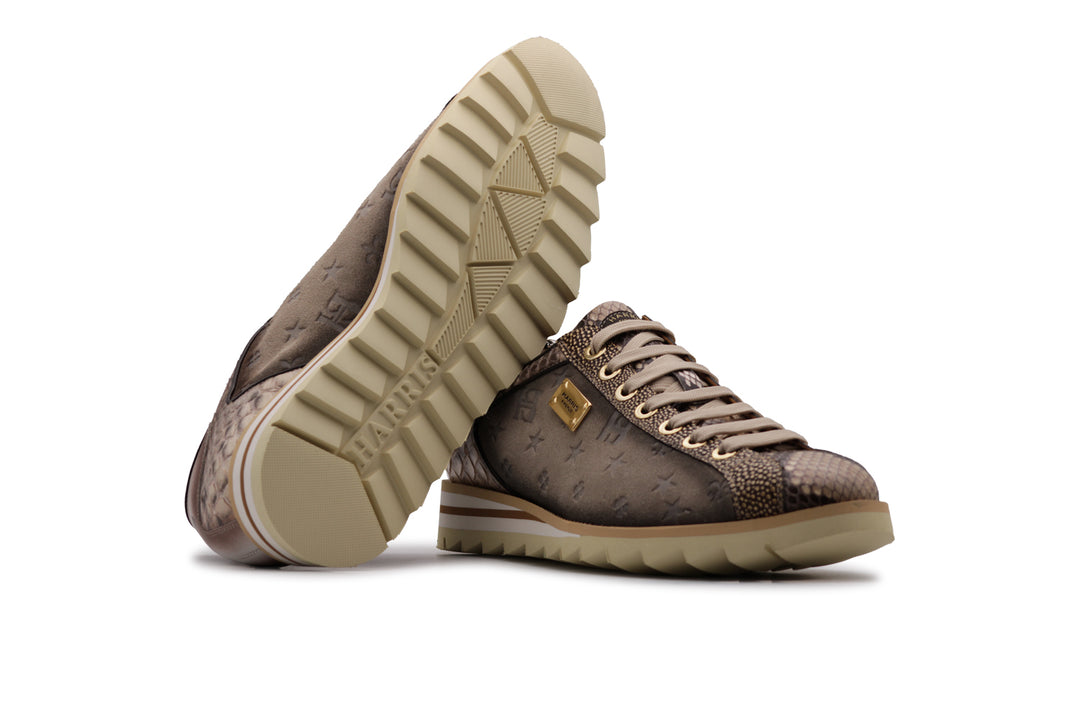 Sneakers in suede e pitone