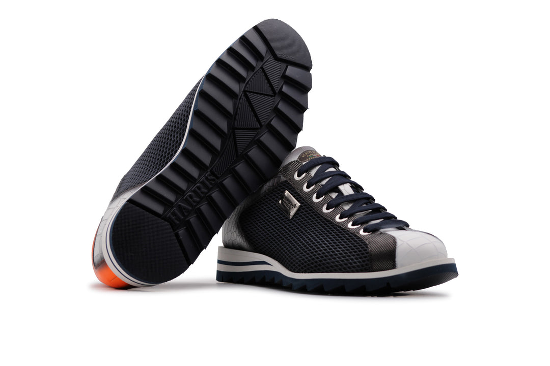 Sneakers stampa Coccodrillo ed effetto traforato