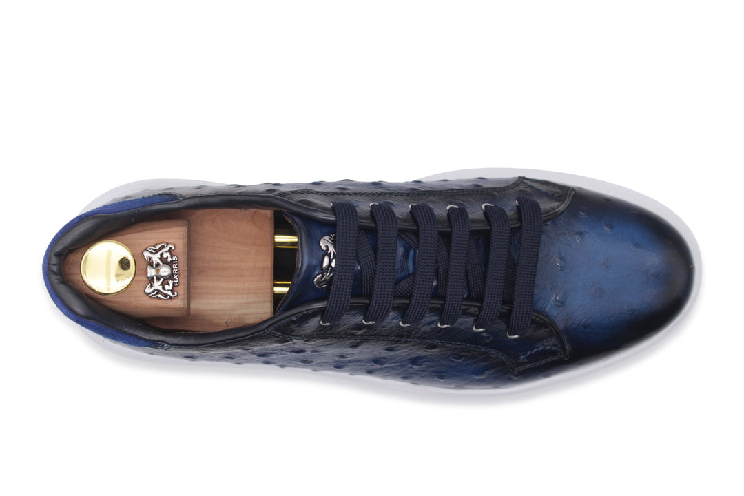 Sneakers aus bedrucktem Leder mit Straußeneffekt