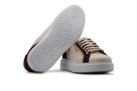 Sneakers in pelle morbida e suede