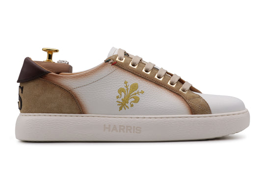Sneakers in pelle e suede con ricamo