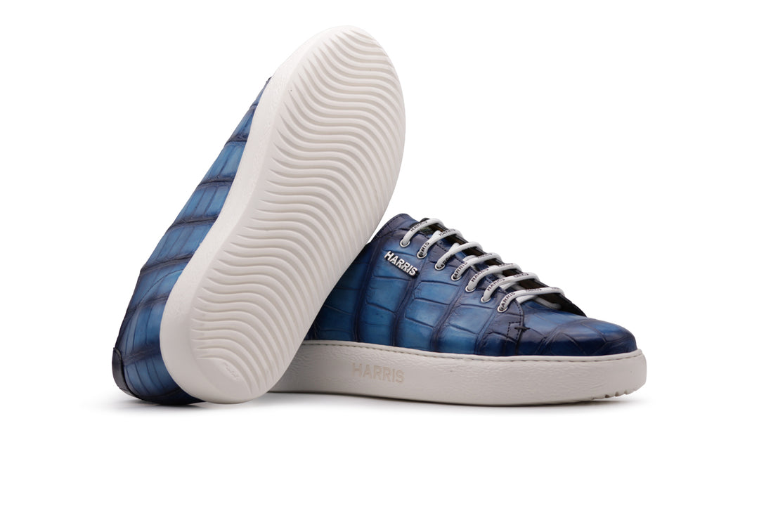 Sneakers in coccodrillo dipinte a mano