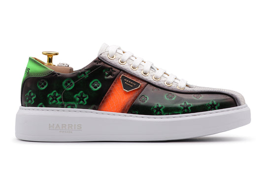 Sneakers in pelle di pitone e suola a cassetta