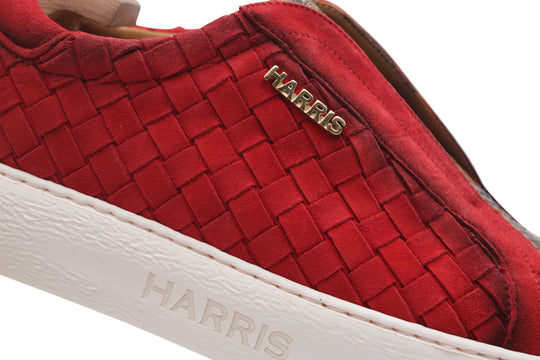 Sneaker slipon in pelle intrecciata e pitone