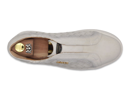 Zapatillas slip-on de piel tejida