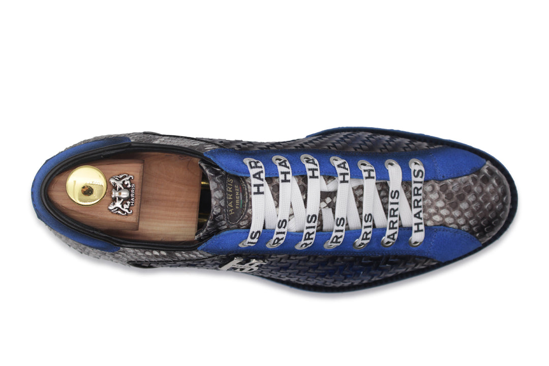 Sneaker in woven leather and python