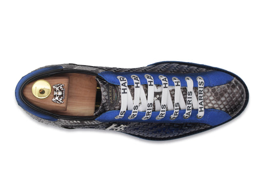 Sneaker in woven leather and python