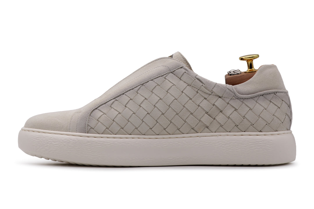 Zapatillas slip-on de piel tejida