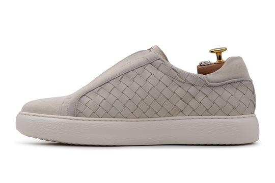 Zapatillas slip-on de piel tejida