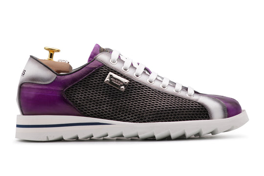 Sneakers in pelle stampata con dettagli in anguilla Viola