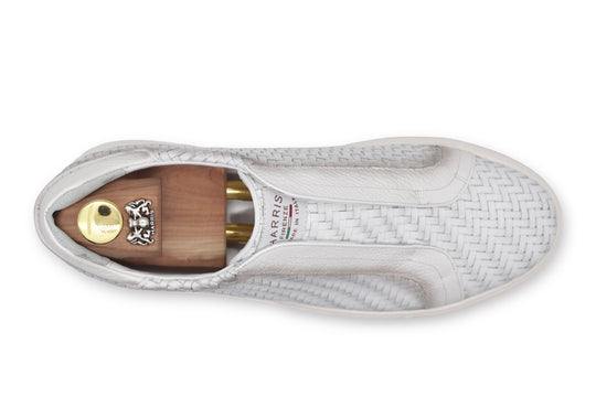 Woven leather slip-on sneakers