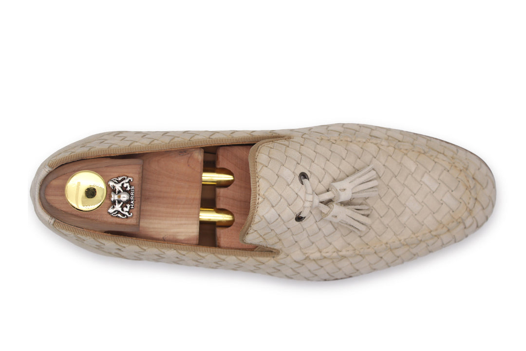 Woven suede moccasin