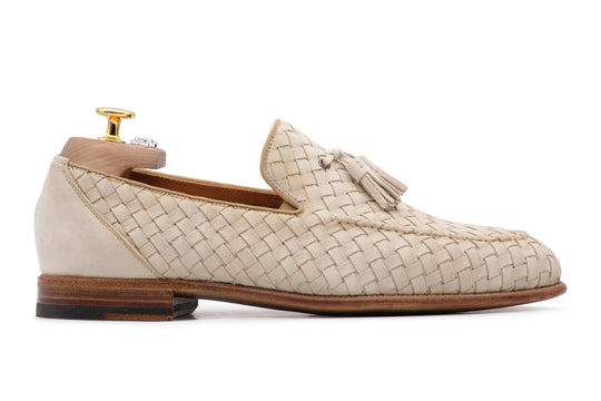Woven suede moccasin