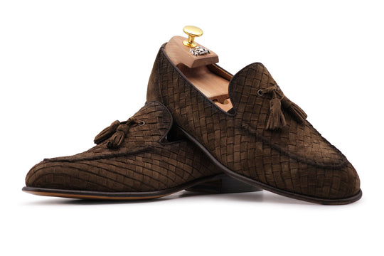 Mocasín de ante tejido