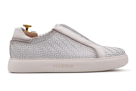 Woven leather slip-on sneakers