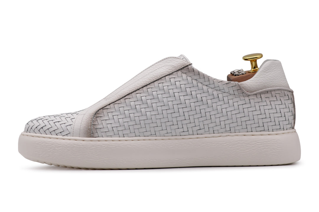 Woven leather slip-on sneakers