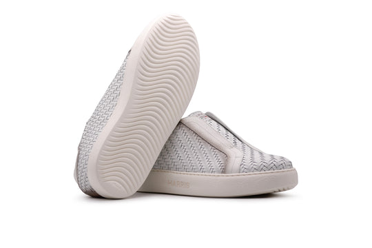 Woven leather slip-on sneakers