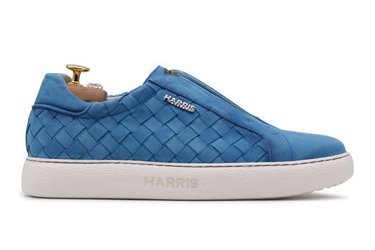 Sneakers slipon in pelle intrecciata