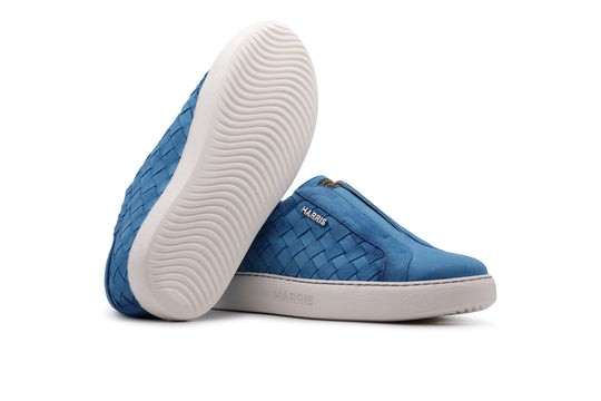 Sneakers slipon in pelle intrecciata