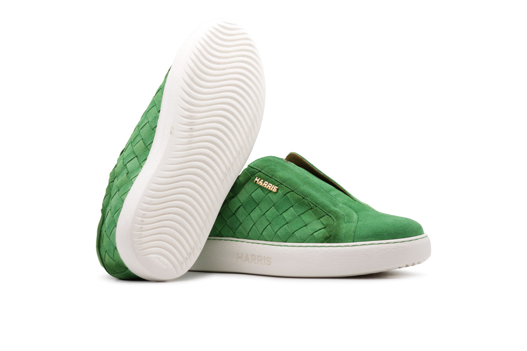 Sneakers slipon in pelle intrecciata