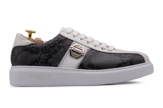 Sneakers in pelle di pitone e suola a cassetta