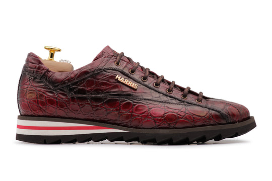 Sneakers in alligatore dipinto a mano Rosso