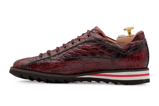 Sneakers in alligatore dipinto a mano Rosso