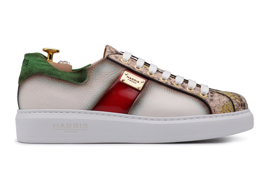 Sneakers in pelle morbida e pitone Multicolor