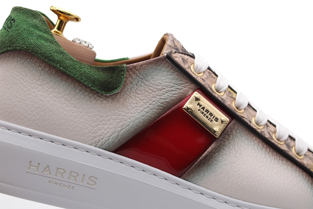 Sneakers in pelle morbida e pitone Multicolor