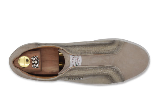 Sneakers slipon effetto coccodrillo Beige