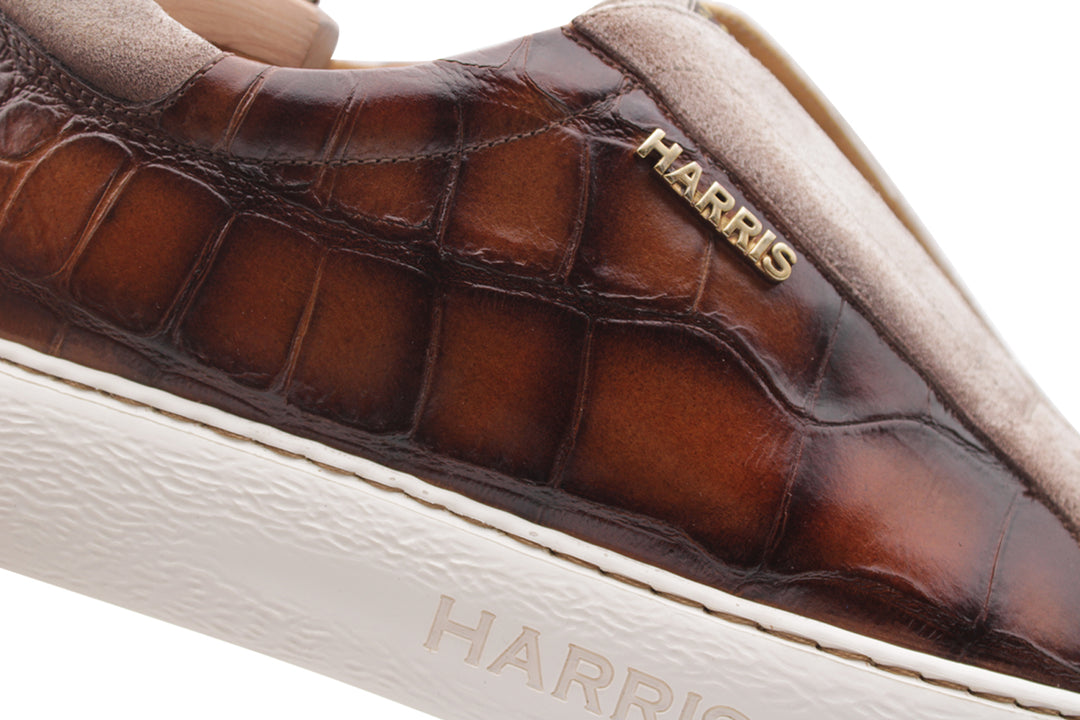 Sneakers slipon effetto coccodrillo Marrone