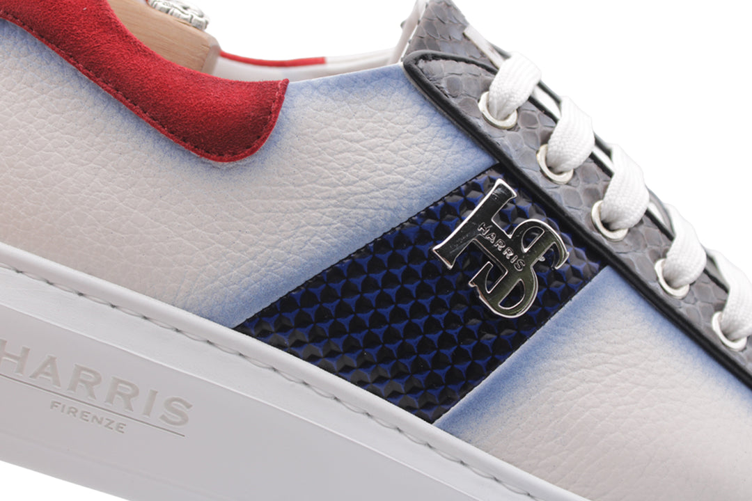 Sneakers in pelle morbida e pitone Blu
