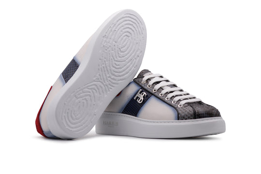 Sneakers in pelle morbida e pitone Blu