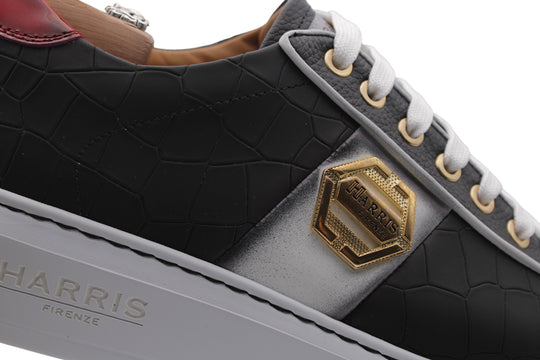 Sneakers in pelle gommata effetto coccodrillo