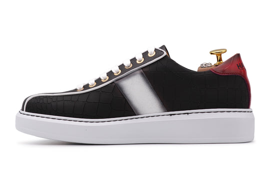 Sneakers in pelle gommata effetto coccodrillo