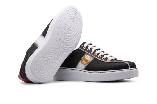 Sneakers in pelle gommata effetto coccodrillo
