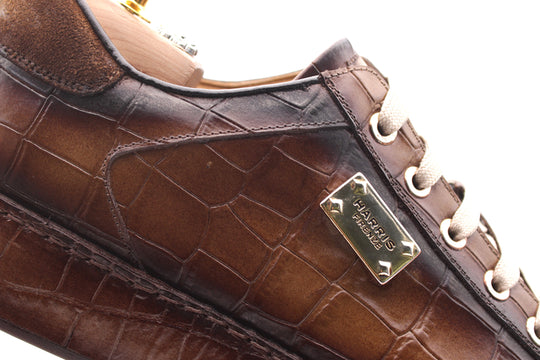 2817 Crocodile Effect Sneakers – Brown